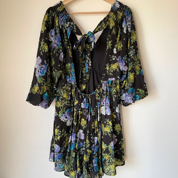 NEW Free People Beck Mini Dress In Black Combo - Picture 6 of 14